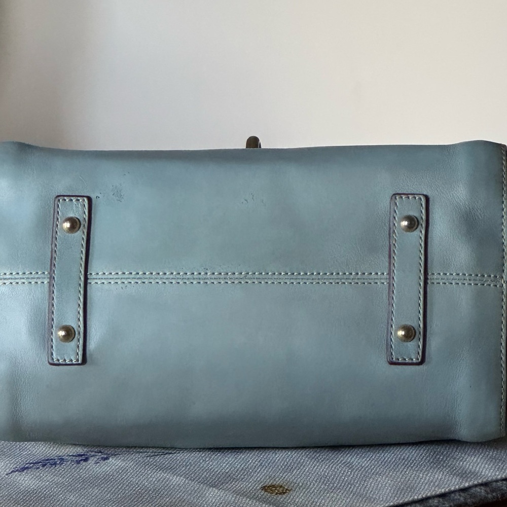 Dooney & Bourke Florentine Leather Libby Dusty Blue Shoulder Bag - Picture 9 of 15